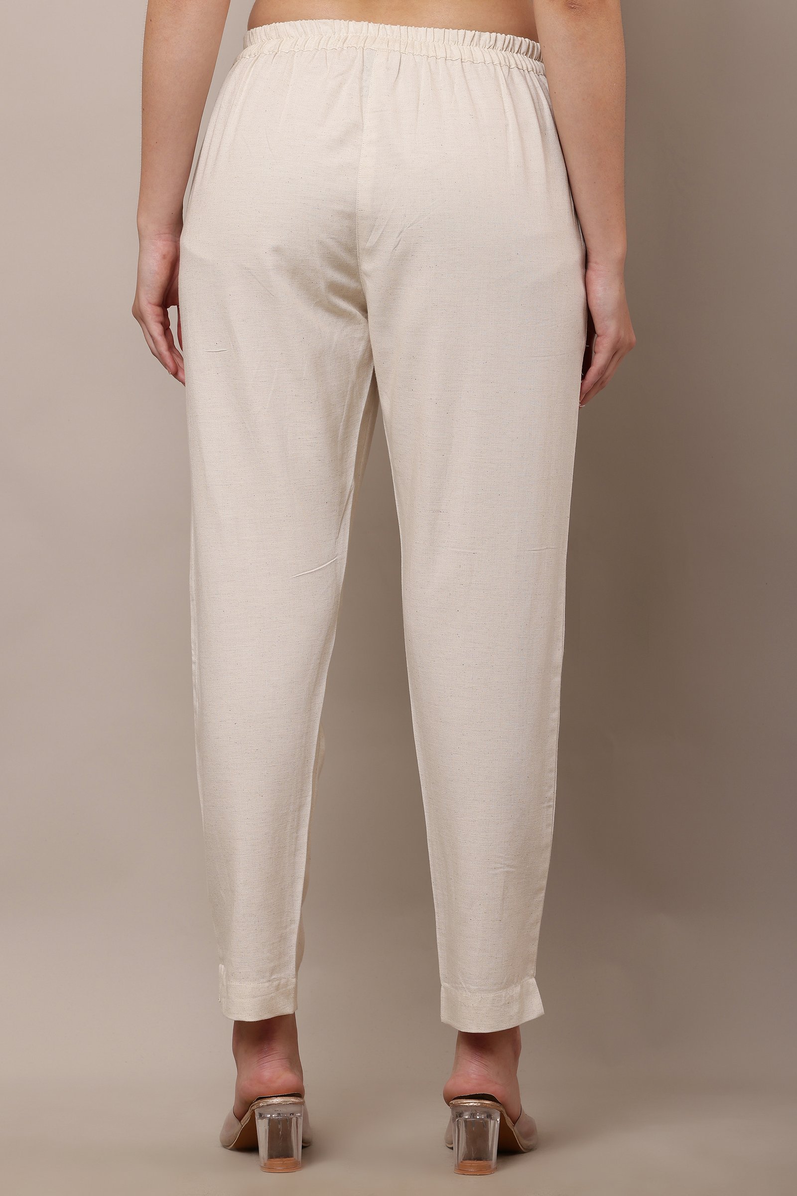 Women's off White  Cotton Linen Pants,Trouser