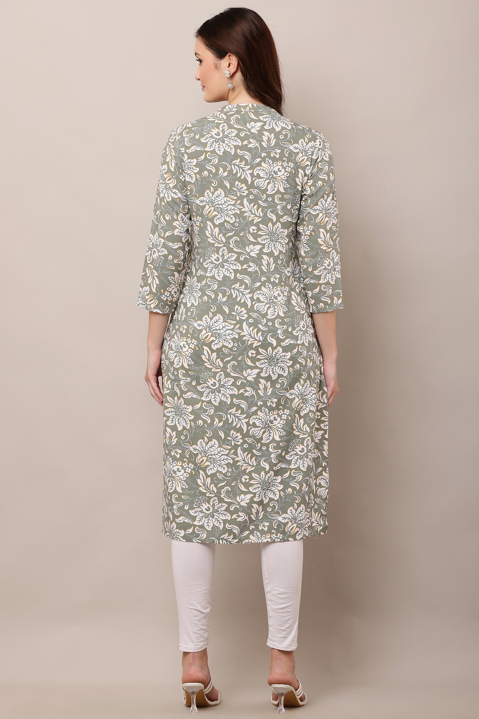 Stylish Printed Cotton Rayon Kurti for Women Grey