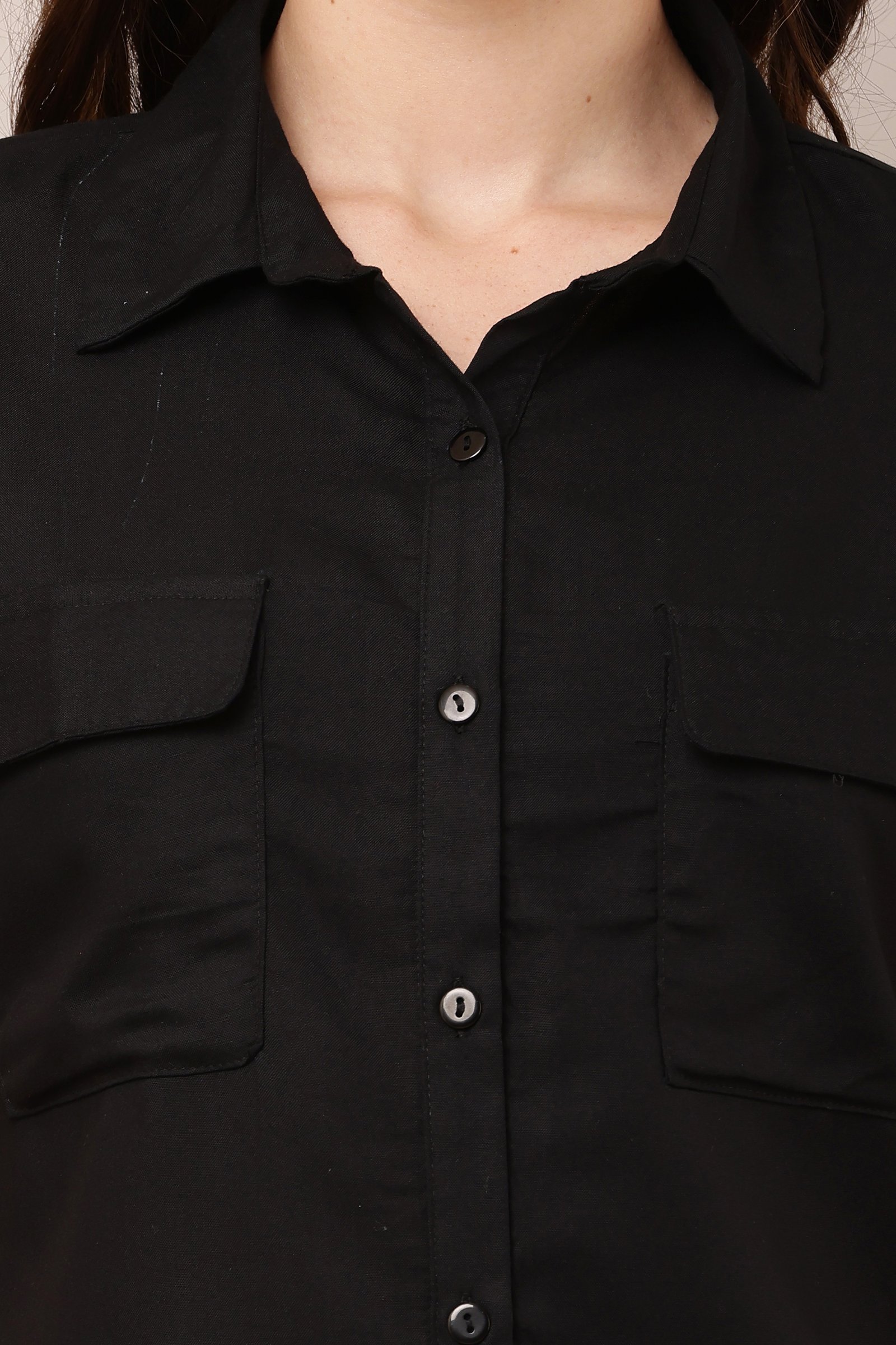 Women's Black  Half Sleeve Top