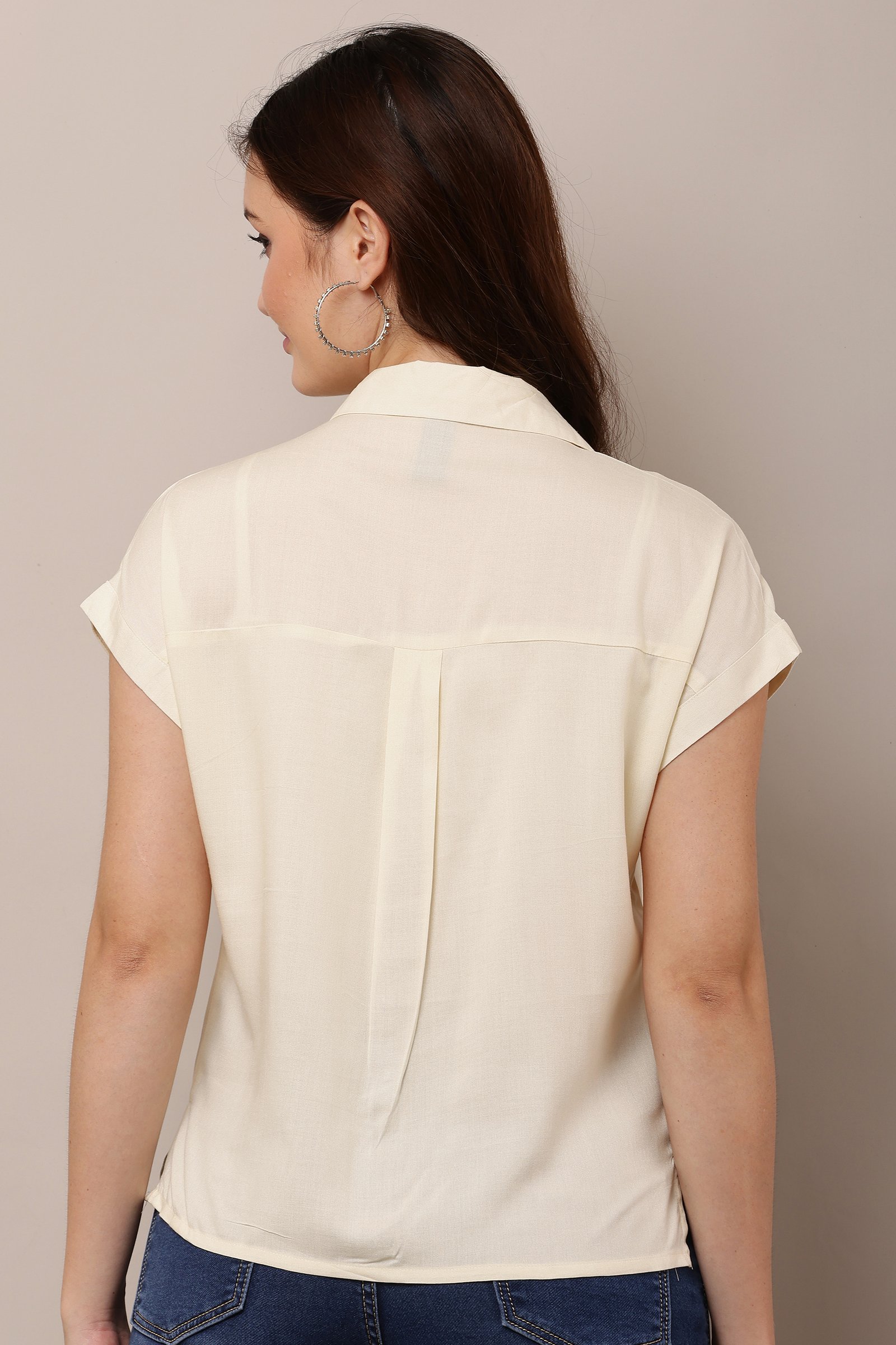 Women's White Half Sleeve Top