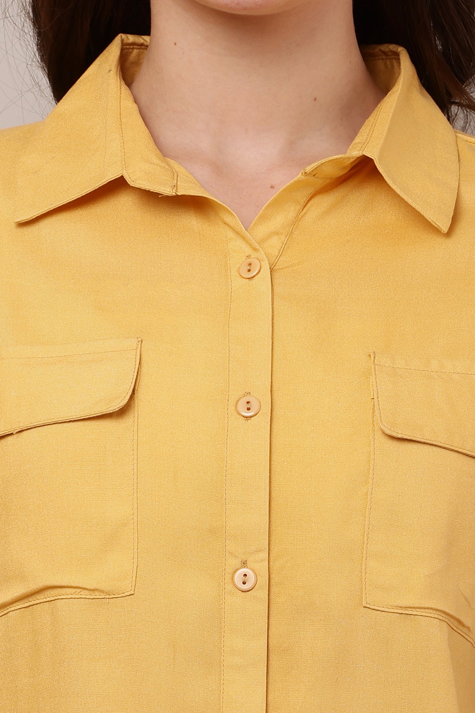 Women's Yellow  Half Sleeve Top