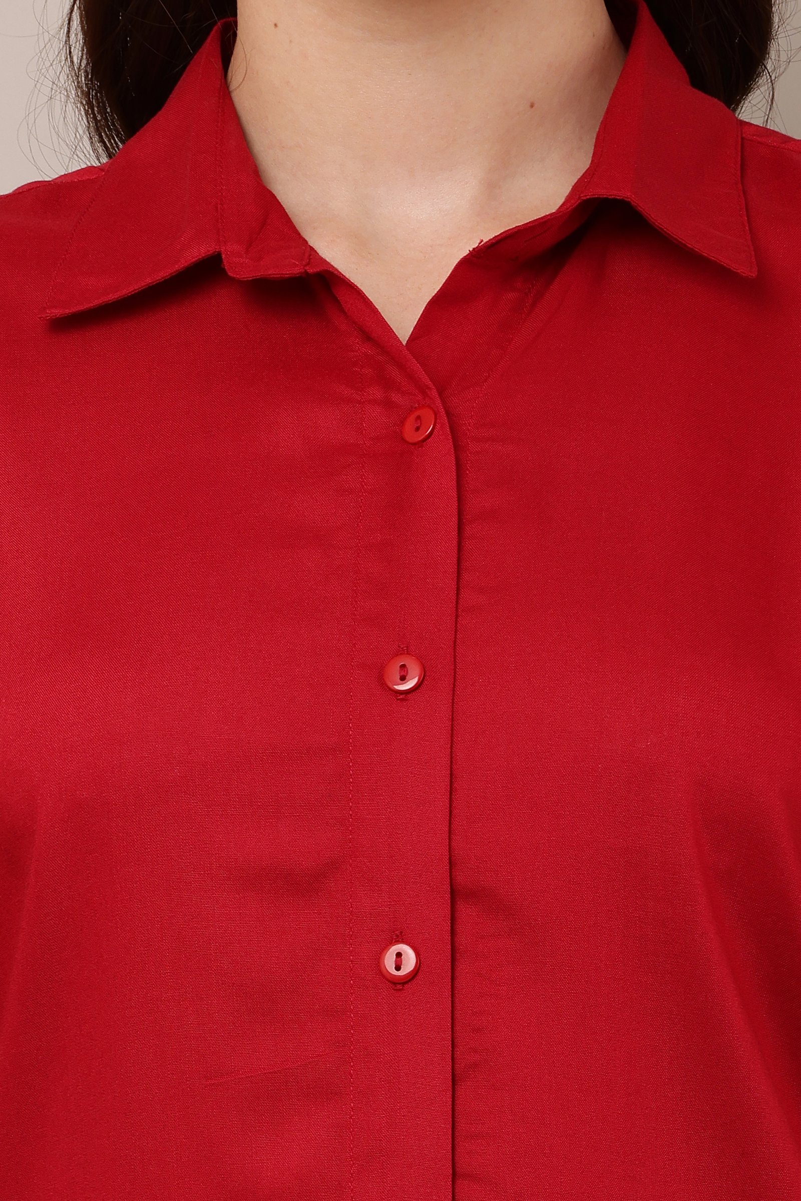 Riptide Women's Red  Casual Cotton Rayon Solid Shirt