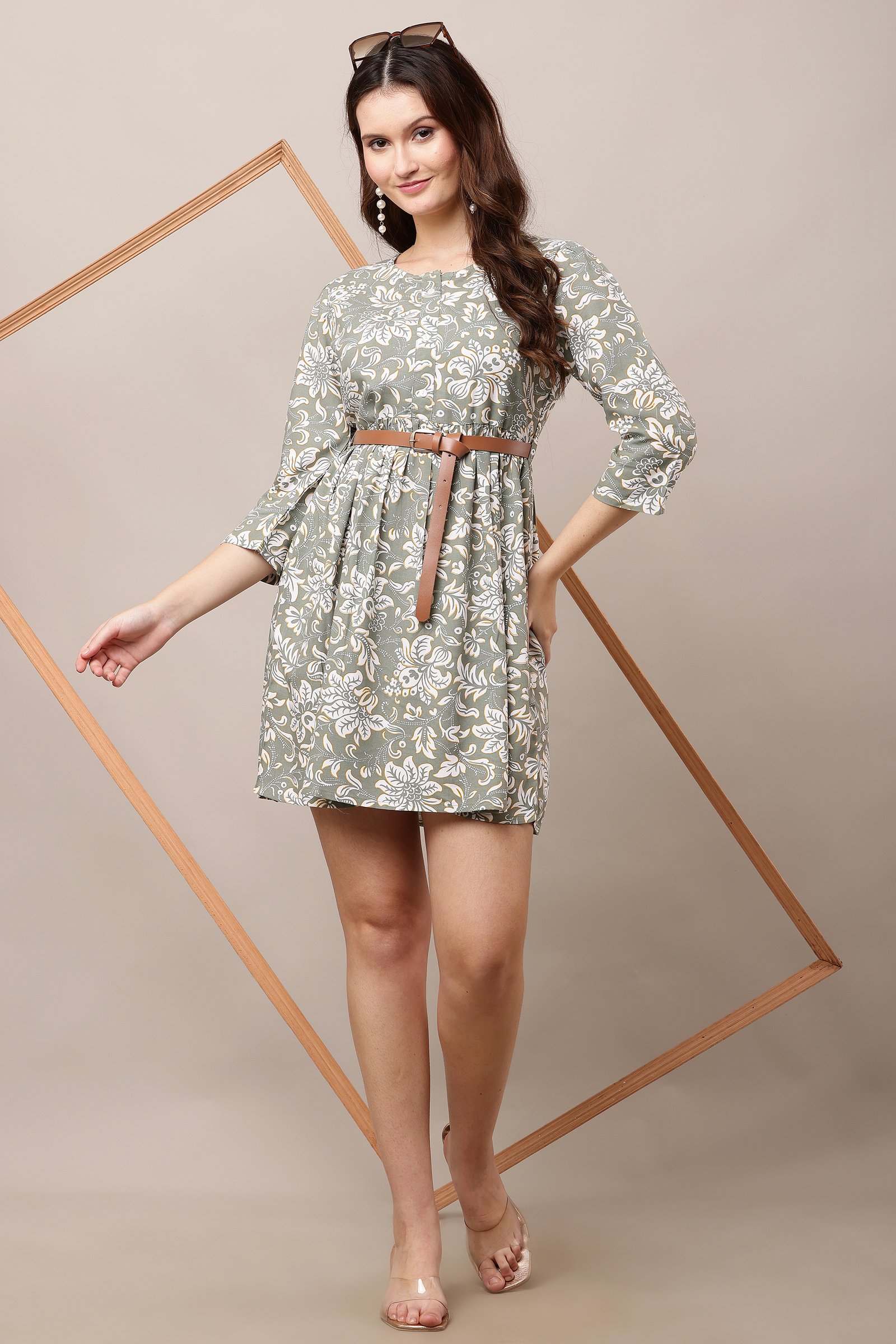 Women's Casual Printed Dress Grey
