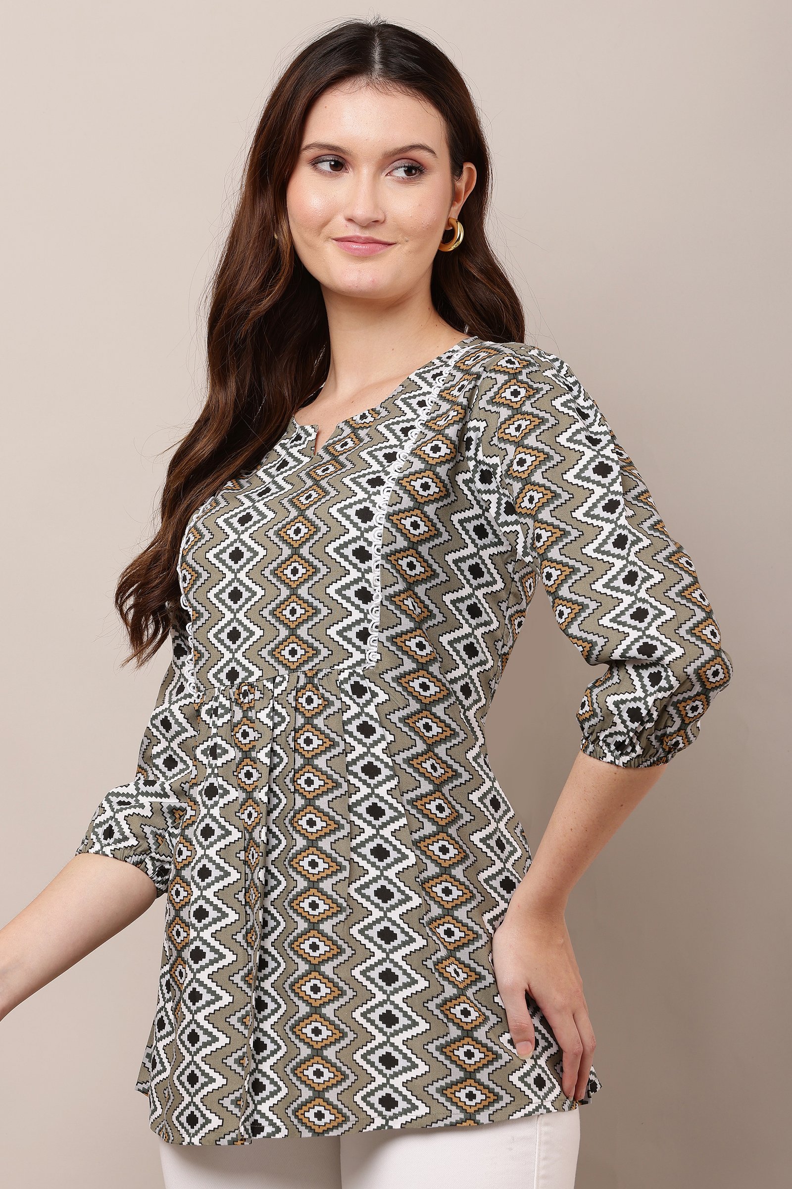 Women’s Stylish Printed Cotton Rayon Top MULTICOLOUR