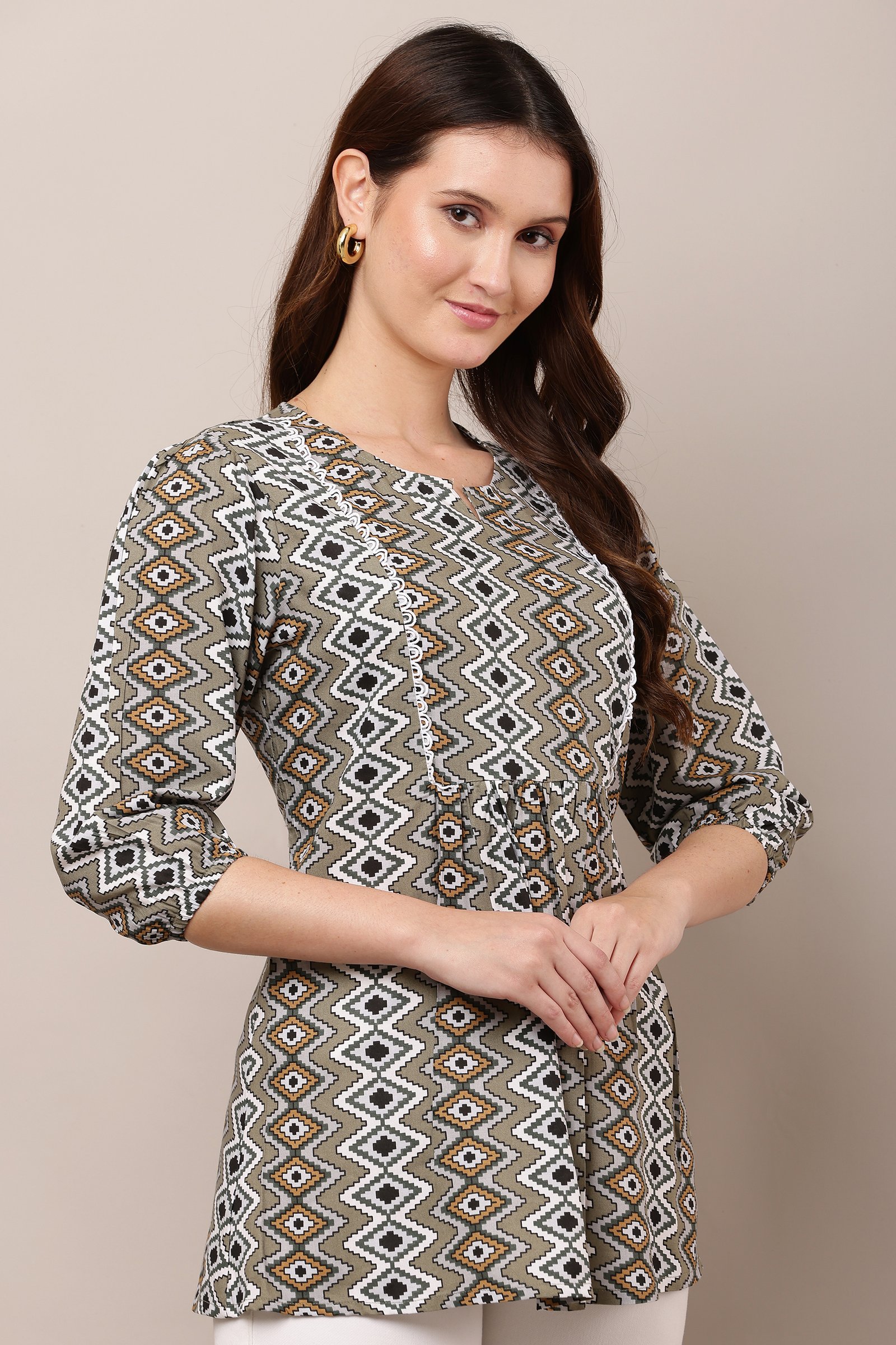 Women’s Stylish Printed Cotton Rayon Top MULTICOLOUR