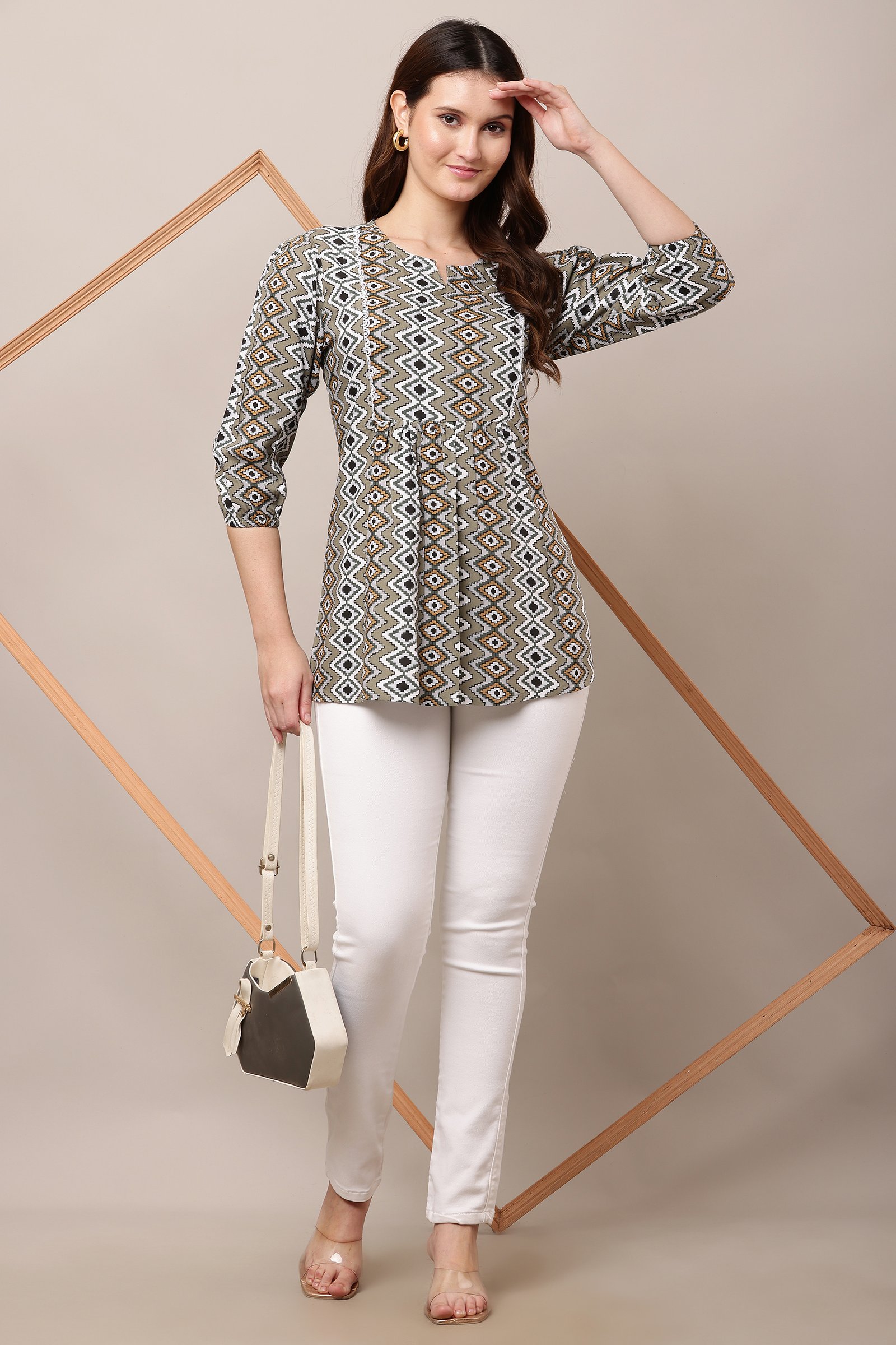 Women’s Stylish Printed Cotton Rayon Top MULTICOLOUR