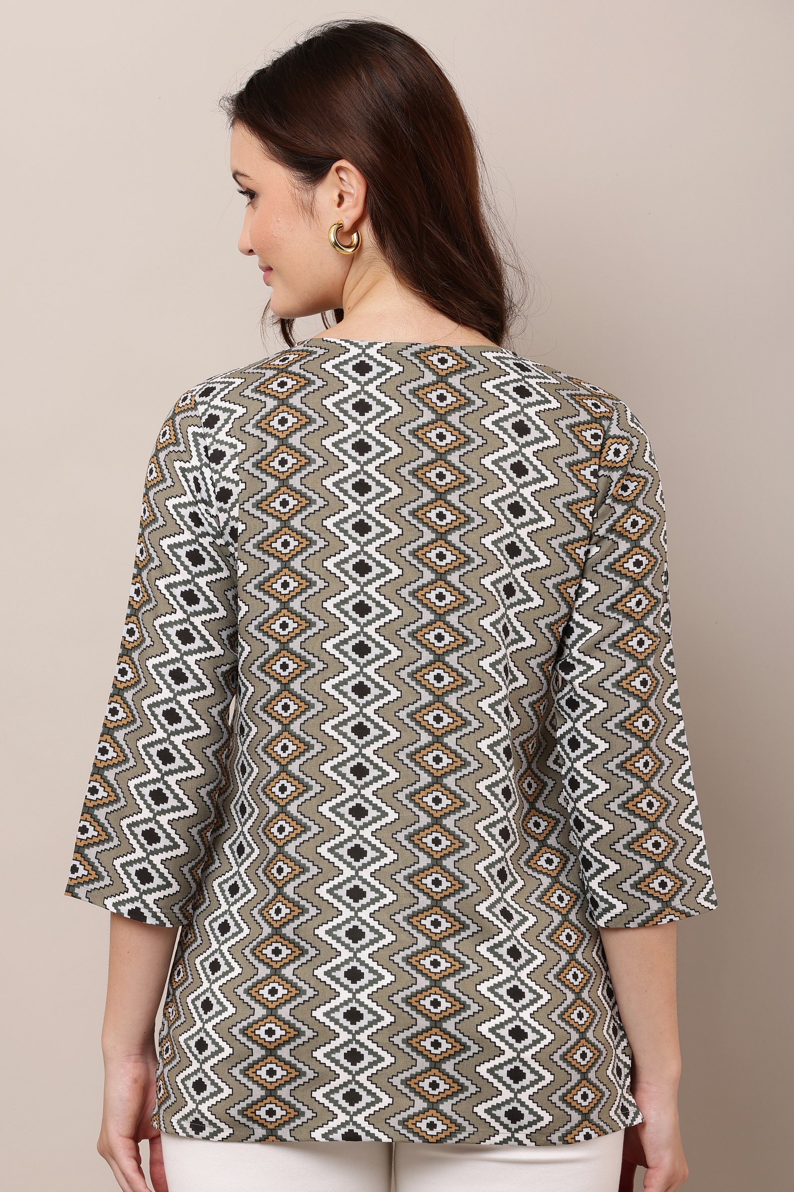 Stylish and Comfortable Printed Cotton Rayon Top for Women Grey