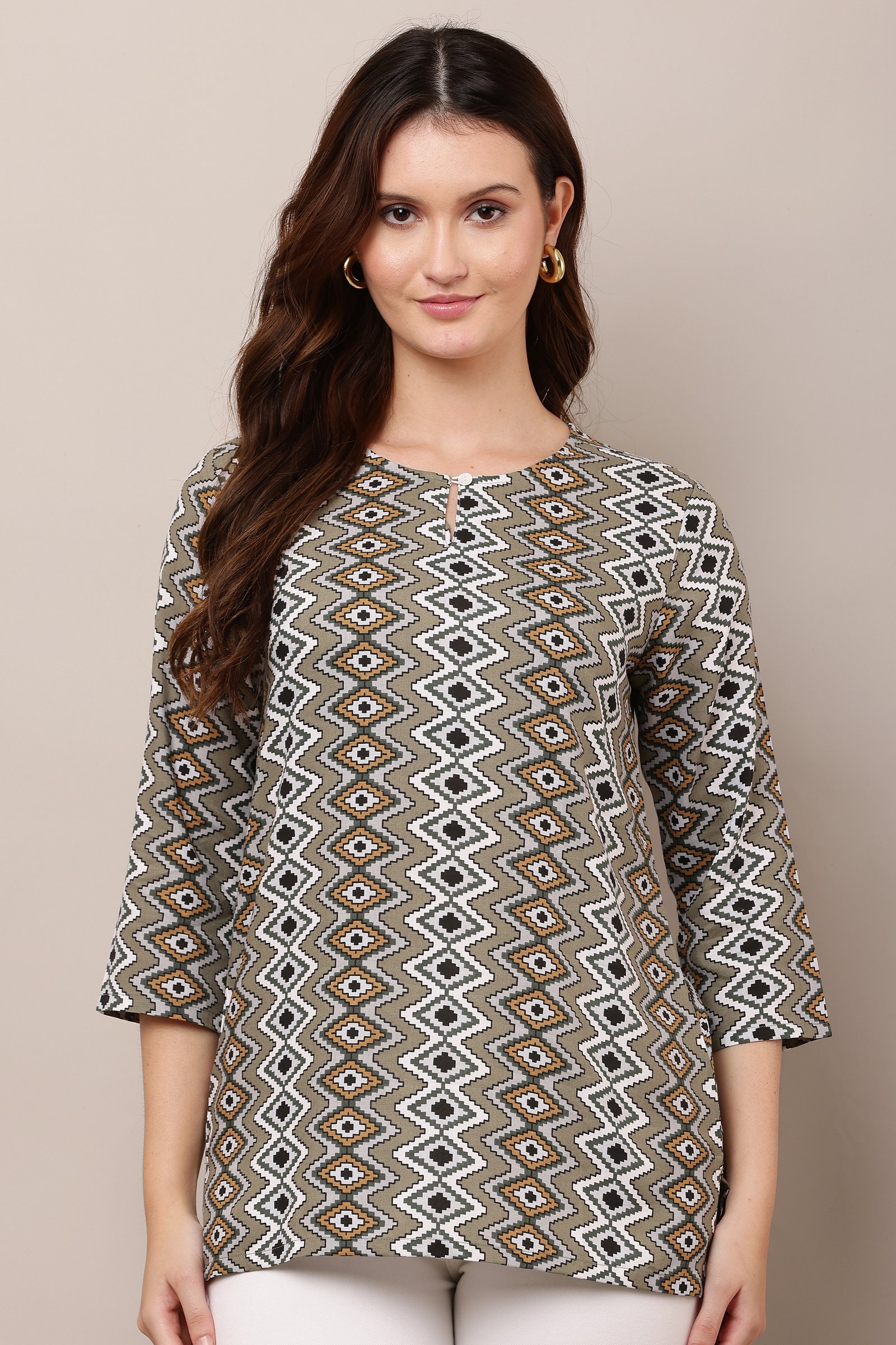 Stylish and Comfortable Printed Cotton Rayon Top for Women Grey