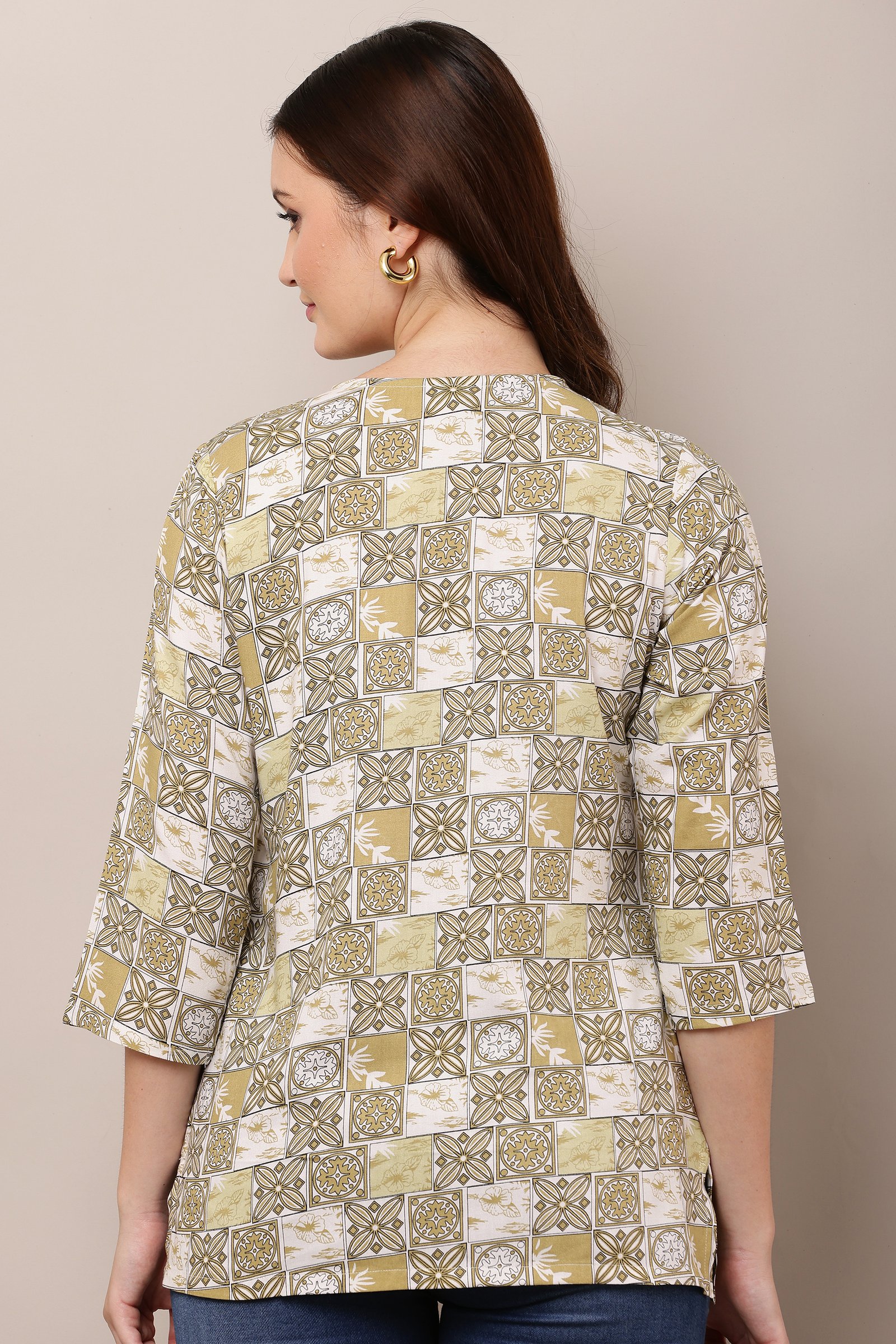 Stylish Printed Cotton Rayon Kurti for Women Yellow