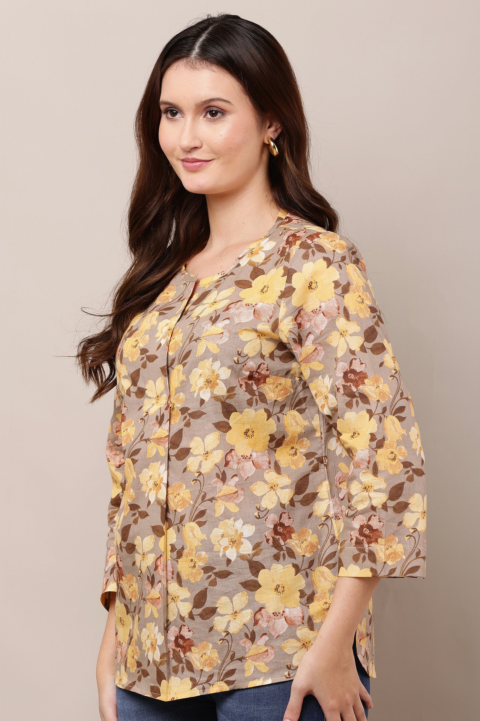 Women\'s Premium Cotton Cambric Top Yellow
