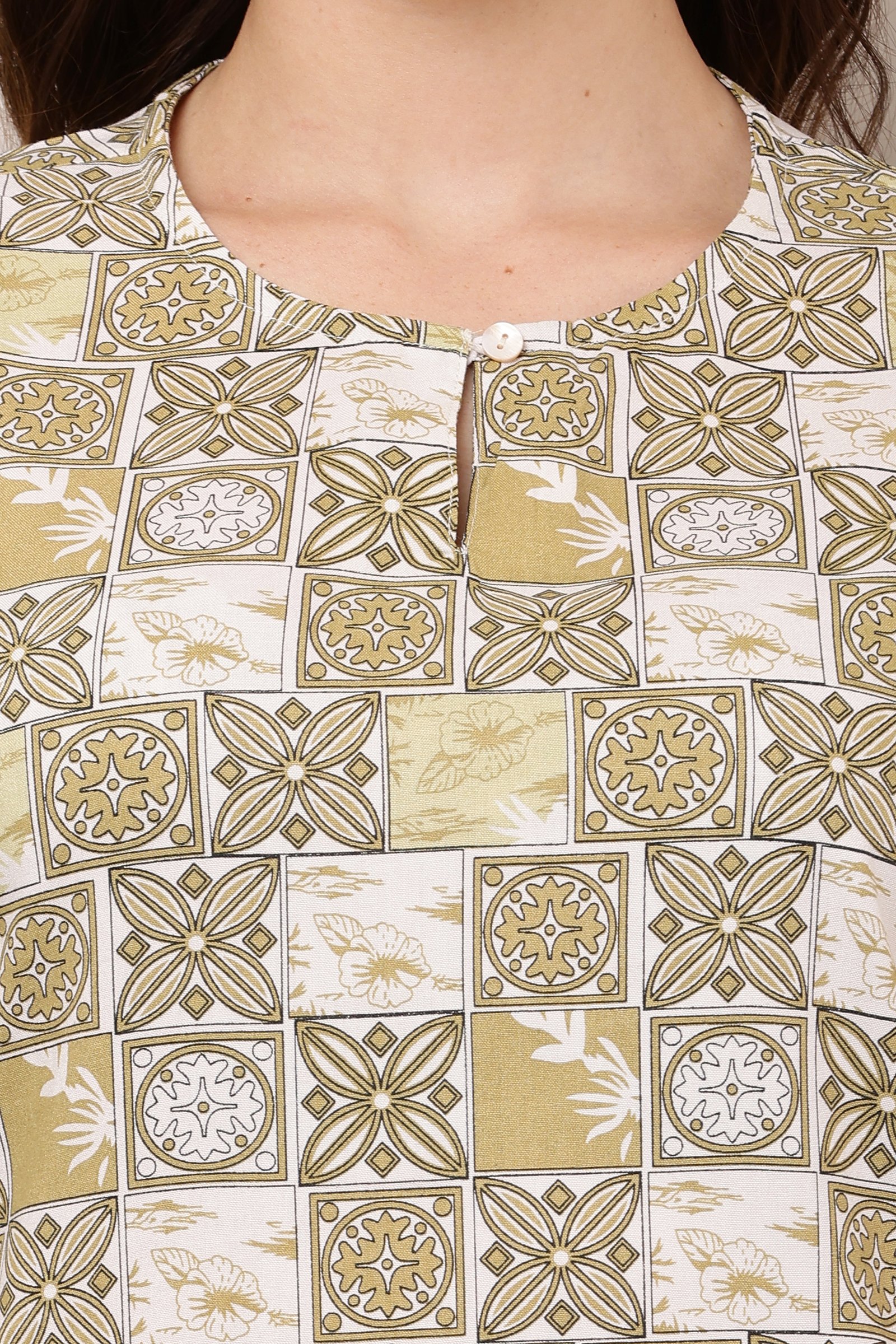 Stylish Printed Cotton Rayon Kurti for Women Yellow