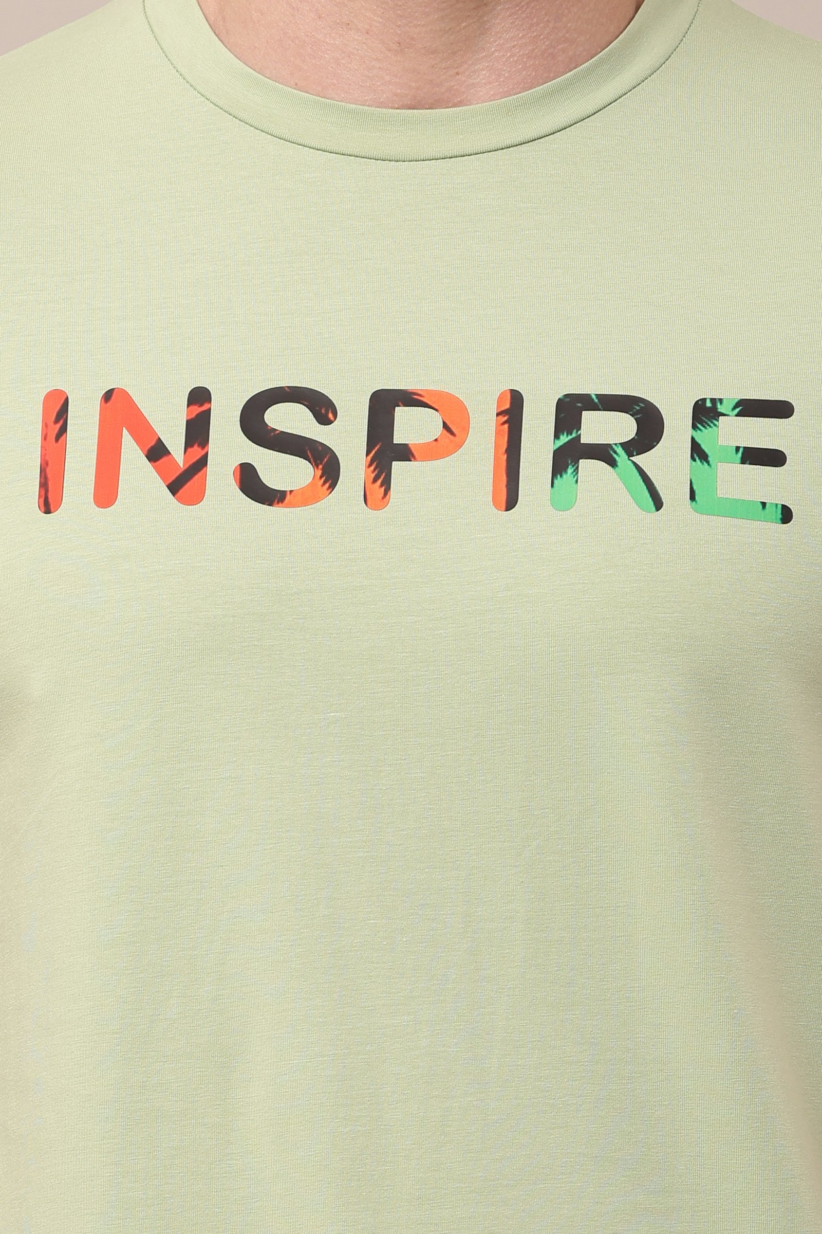Printed Men green  Round Neck Dark Green T-Shirt