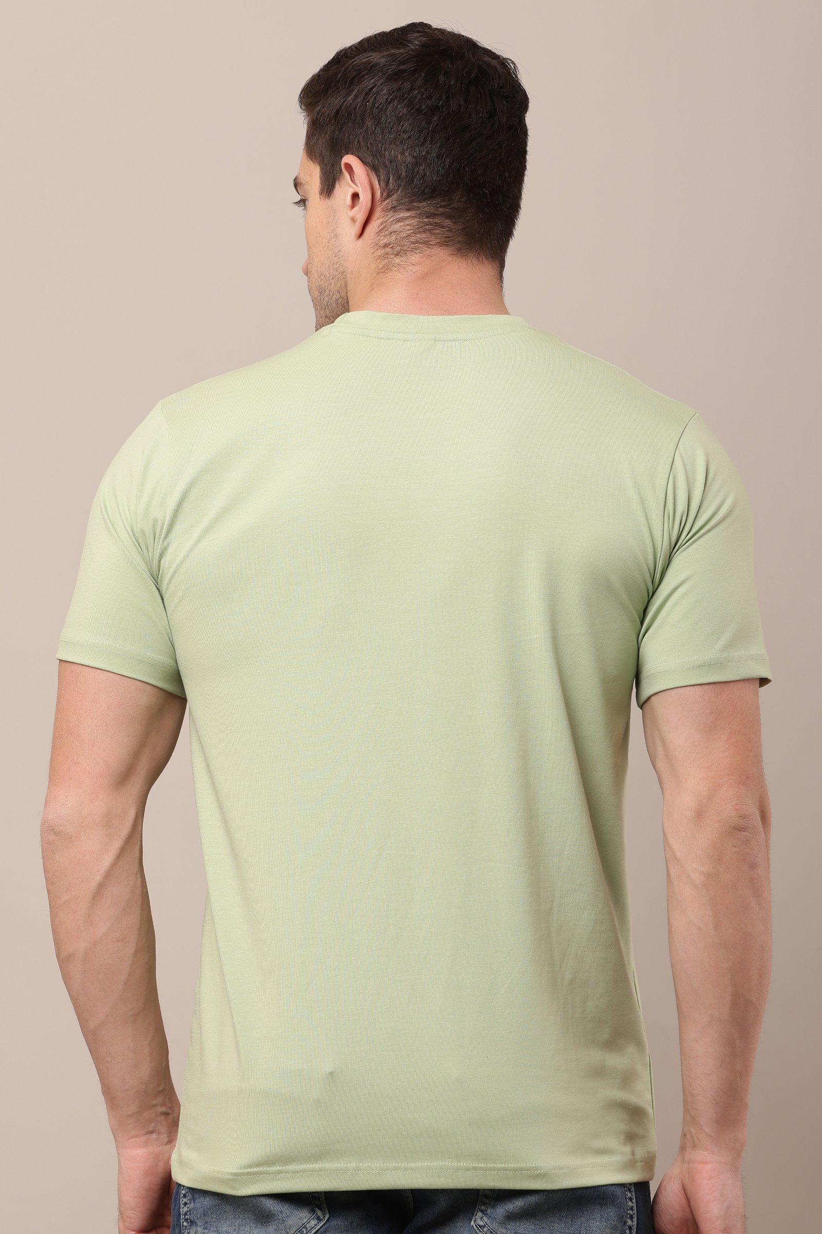 Printed Men green  Round Neck Dark Green T-Shirt