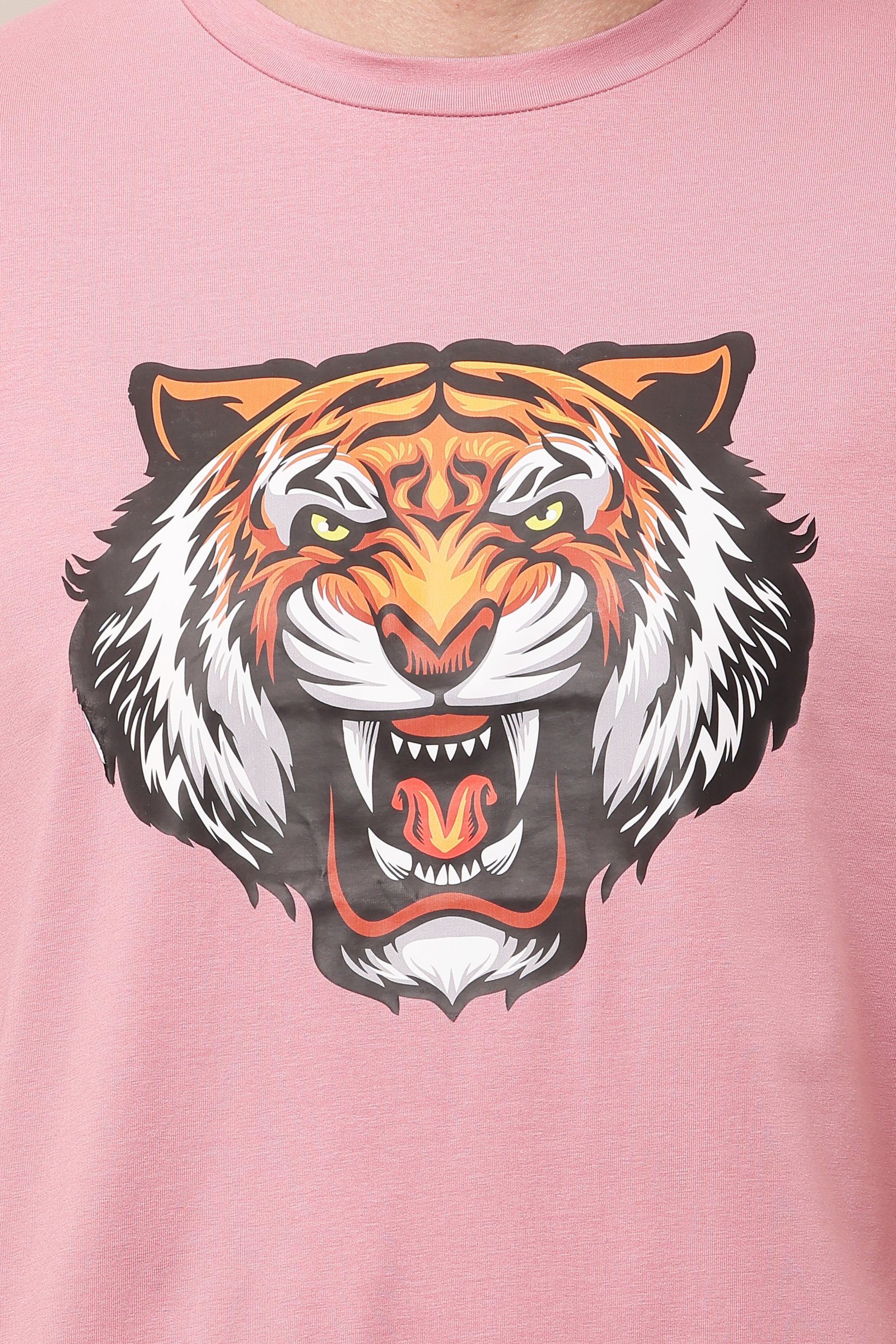 Printed Men Pink  Round Neck  T-Shirt