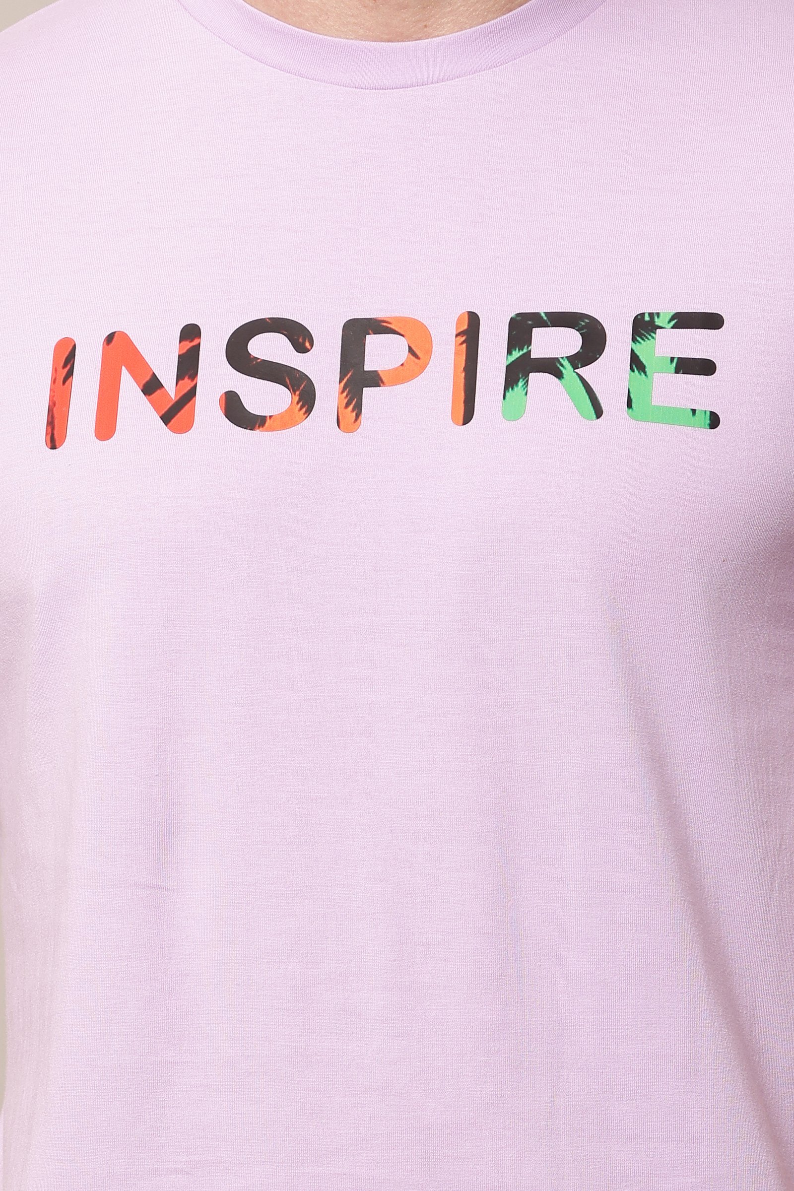 Printed Men light Pink  Round Neck T-Shirt