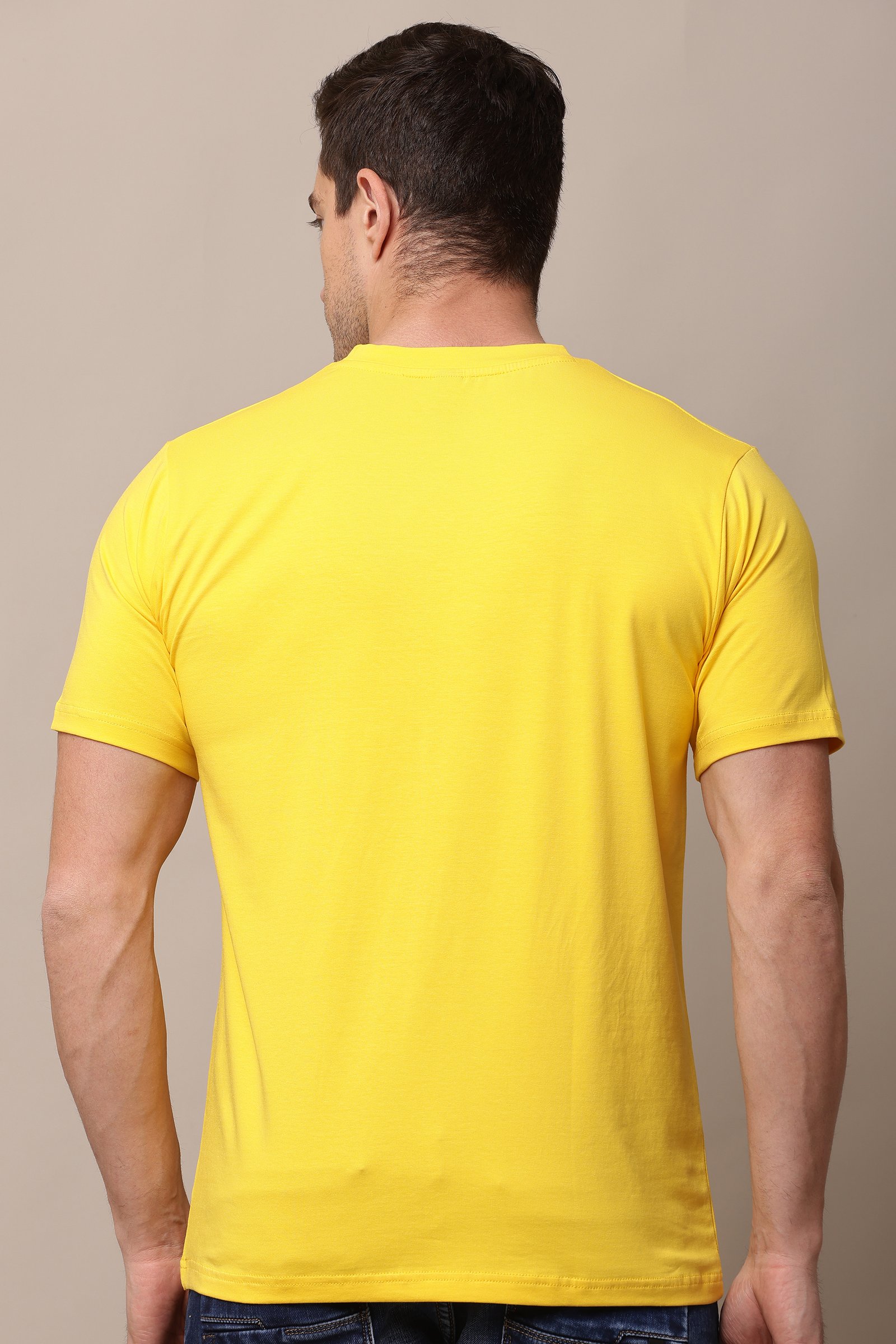Printed Men Yellow Round Neck T-Shirt