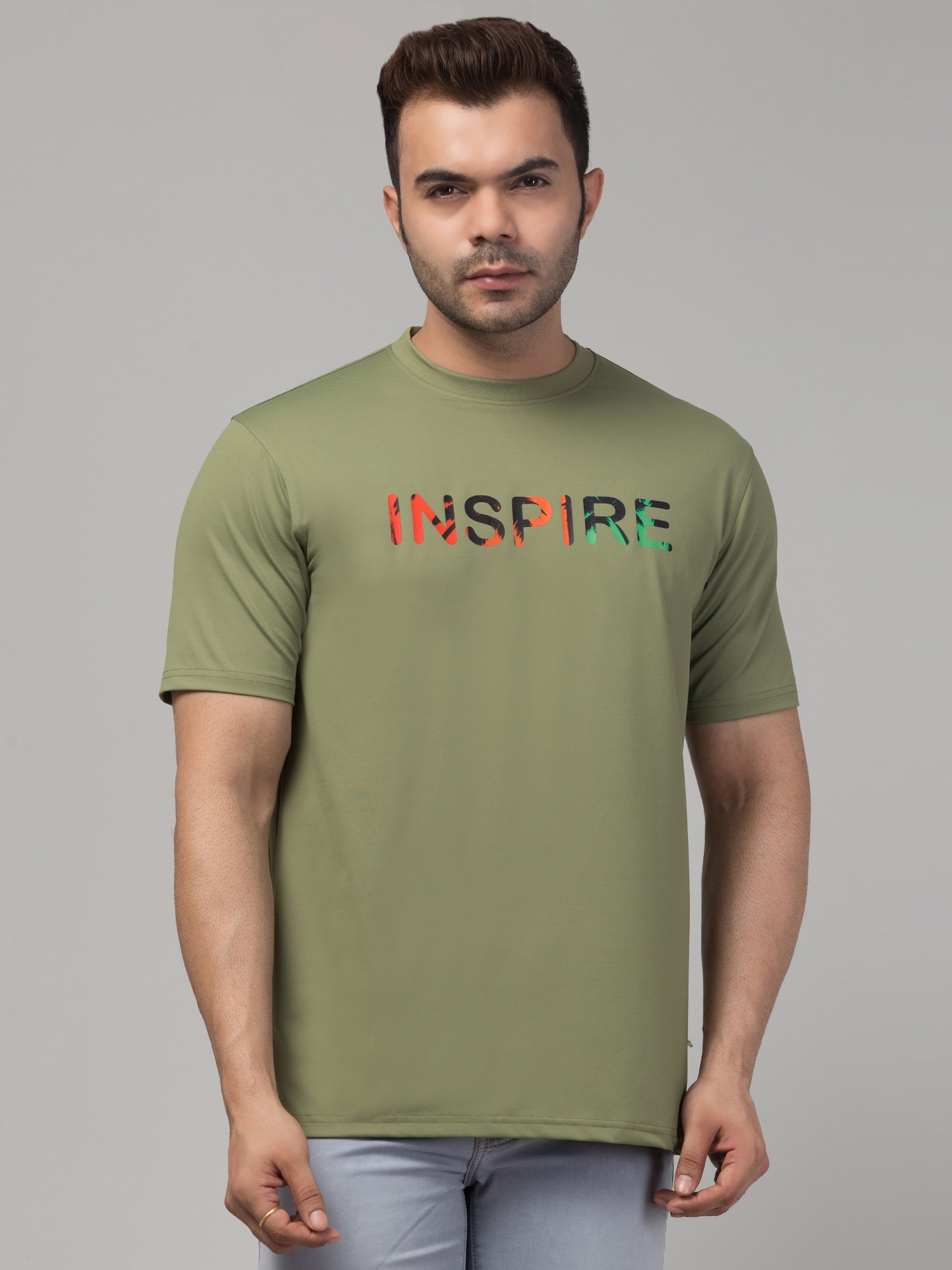 Printed Men Round Neck Dark green T-Shirt