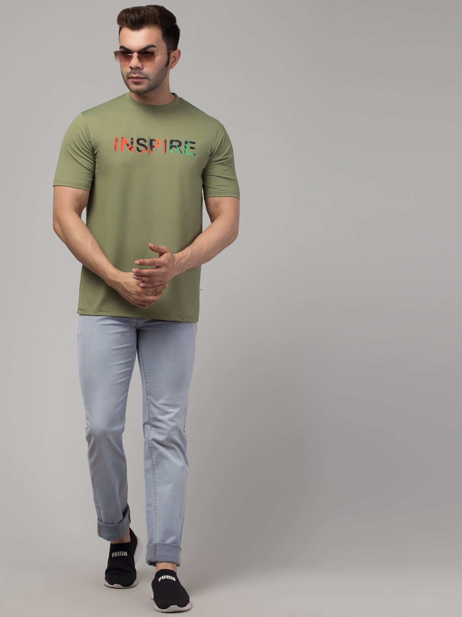 Printed Men Round Neck Dark green T-Shirt