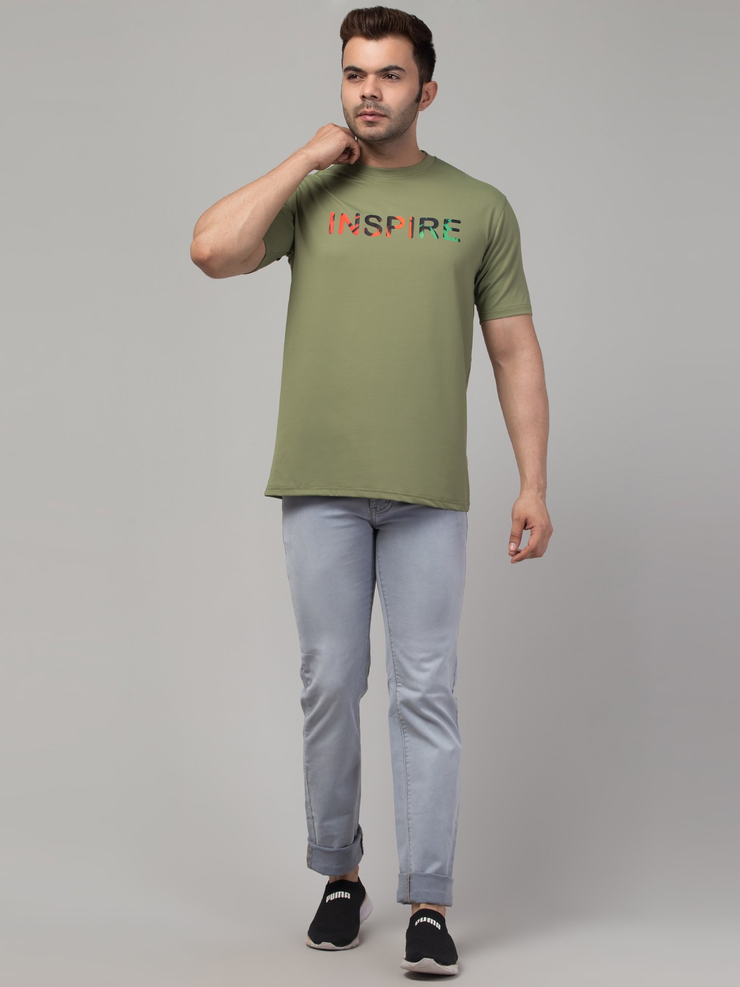 Printed Men Round Neck Dark green T-Shirt