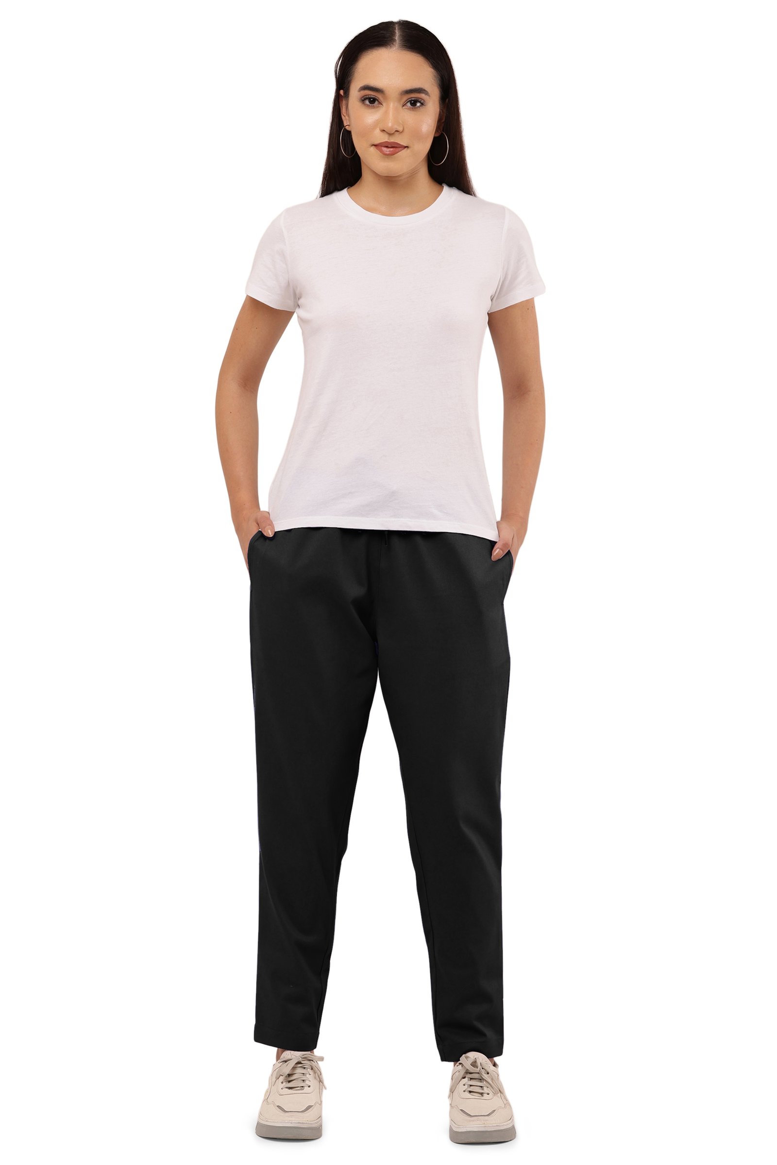 Girls Cotton Twill Lycra Stretch Trousers BLACK