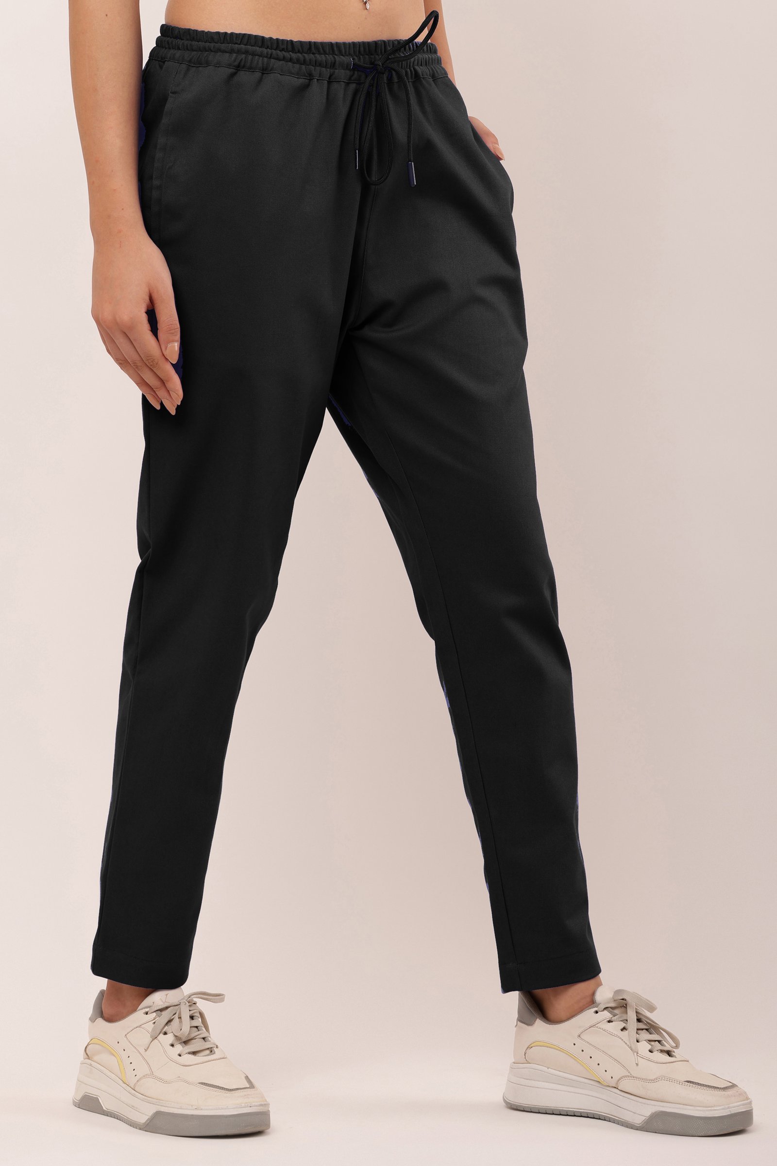 Girls Cotton Twill Lycra Stretch Trousers BLACK