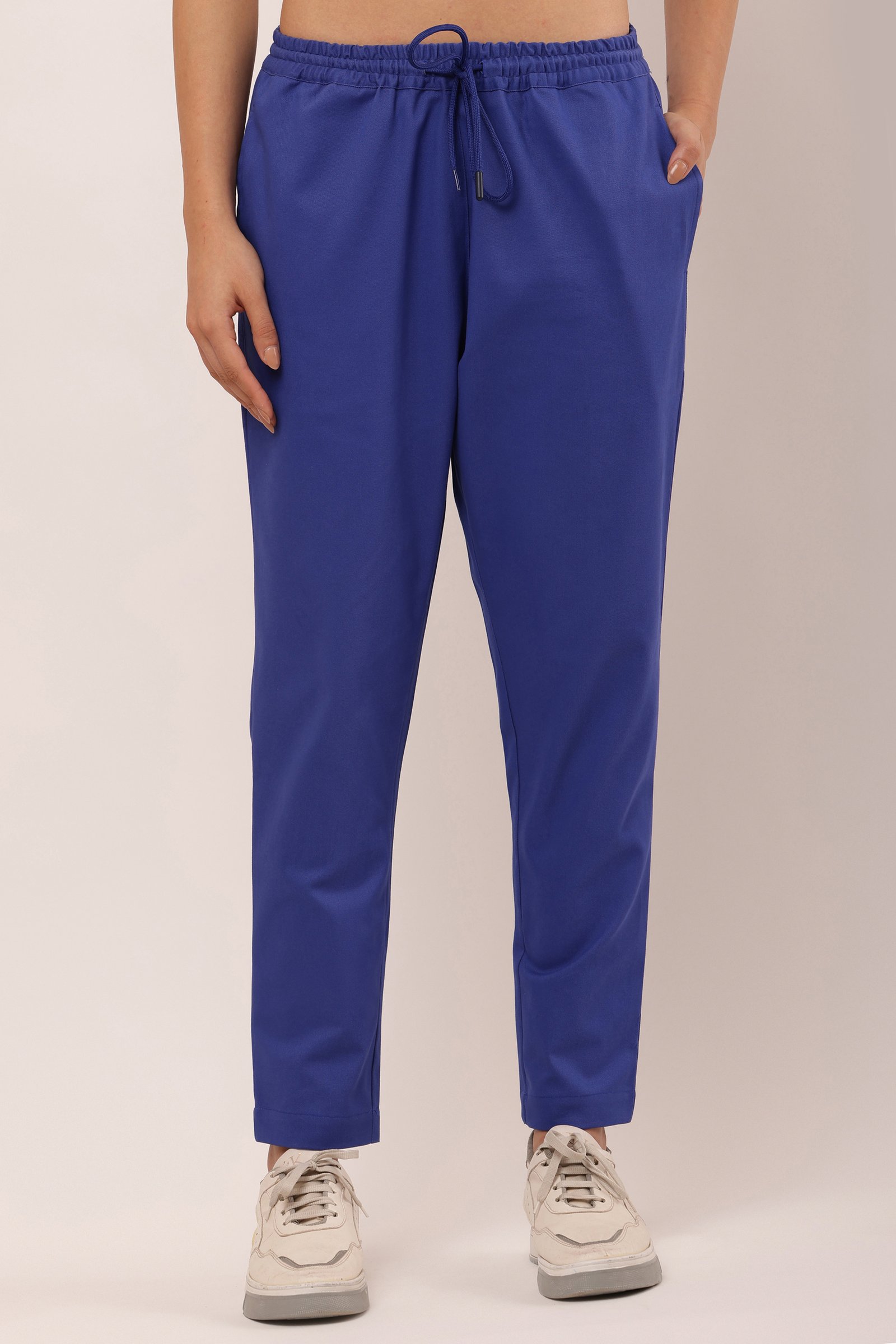 Girls Cotton Twill Lycra Stretch Trousers NAVY BLUE