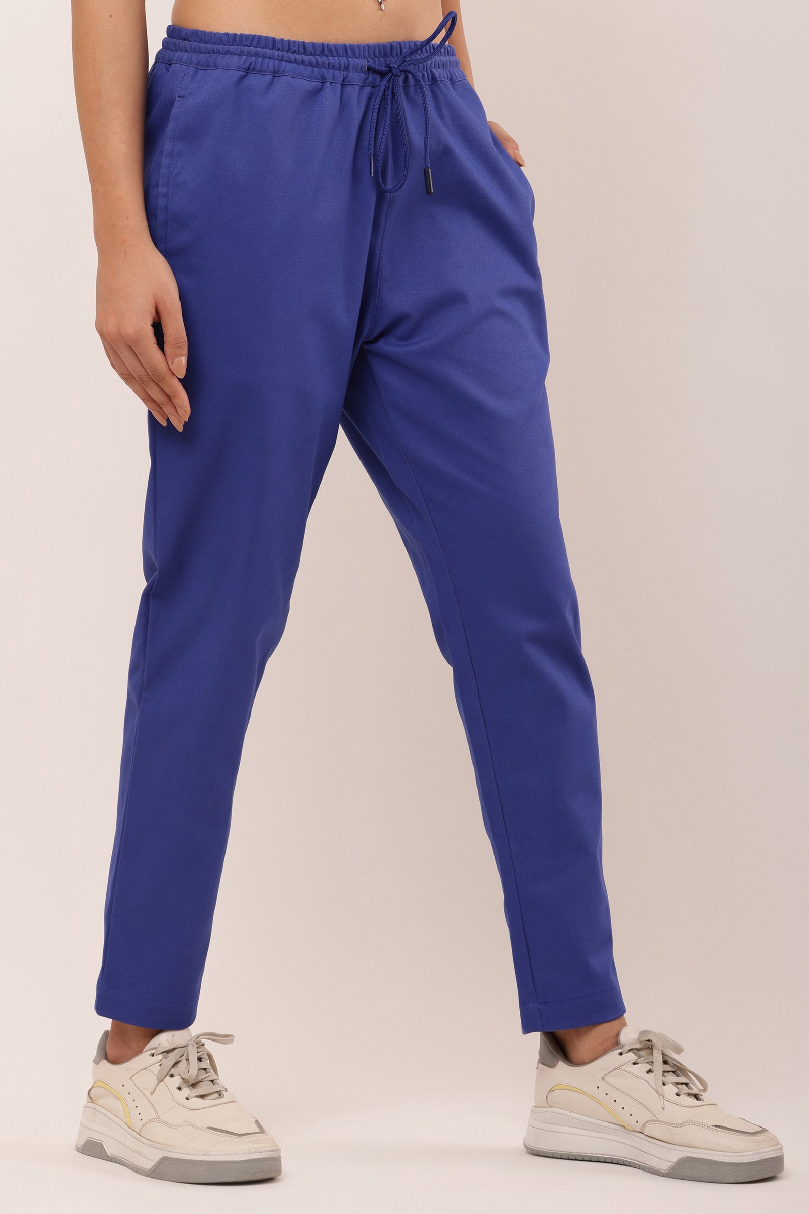 Girls Cotton Twill Lycra Stretch Trousers NAVY BLUE