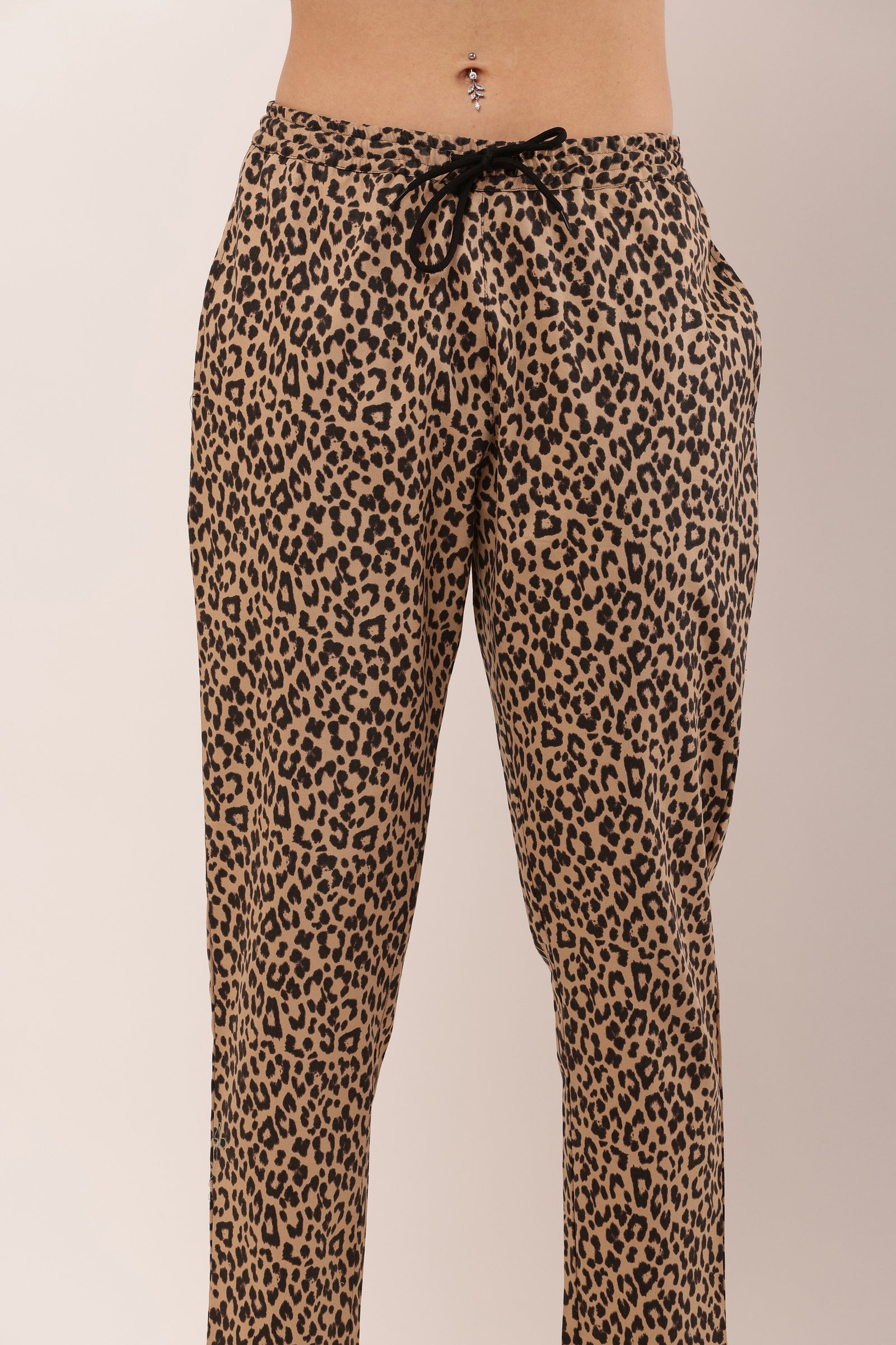 Girls Cotton Twill Lycra Stretch Trousers Tiger Print